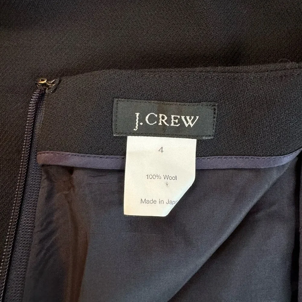 J. Crew black lined wool crepe suit skirt 21” long 13” waist zip back